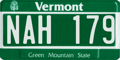 VT license plate NAH179