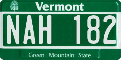 VT license plate NAH182