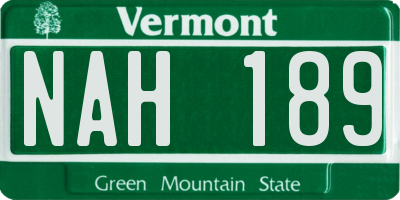 VT license plate NAH189