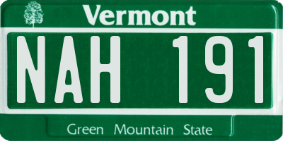 VT license plate NAH191