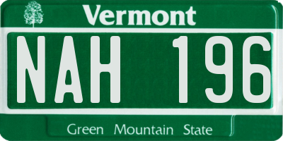VT license plate NAH196