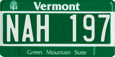 VT license plate NAH197