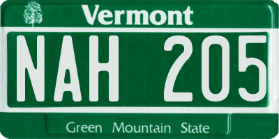 VT license plate NAH205