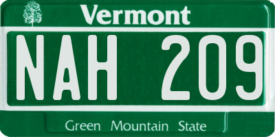 VT license plate NAH209