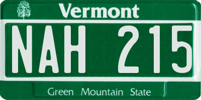 VT license plate NAH215