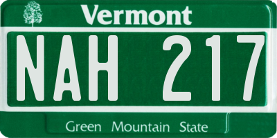 VT license plate NAH217