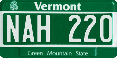 VT license plate NAH220
