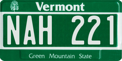 VT license plate NAH221
