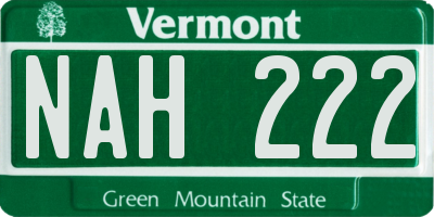 VT license plate NAH222