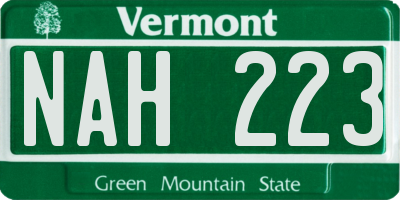 VT license plate NAH223