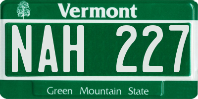 VT license plate NAH227