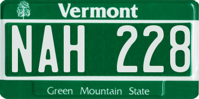 VT license plate NAH228