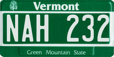VT license plate NAH232