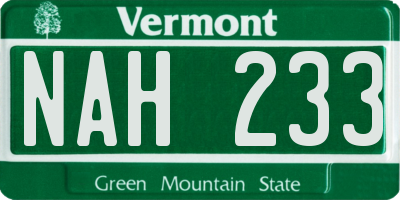 VT license plate NAH233