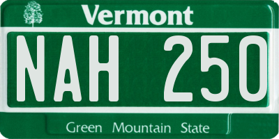 VT license plate NAH250