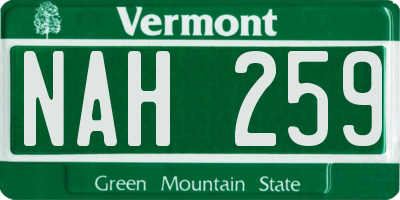 VT license plate NAH259
