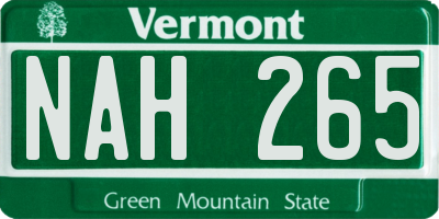 VT license plate NAH265