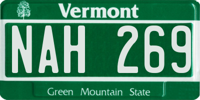 VT license plate NAH269