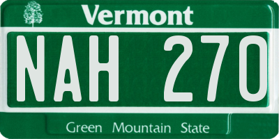 VT license plate NAH270