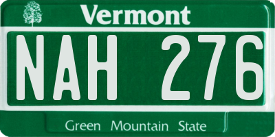 VT license plate NAH276