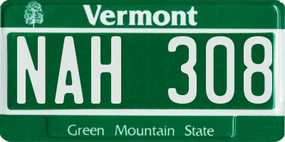 VT license plate NAH308