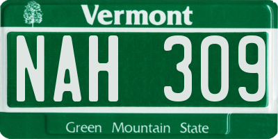 VT license plate NAH309