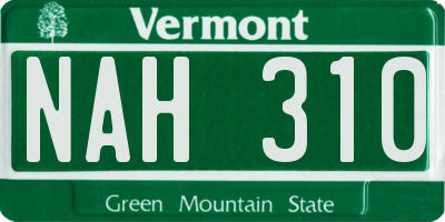 VT license plate NAH310