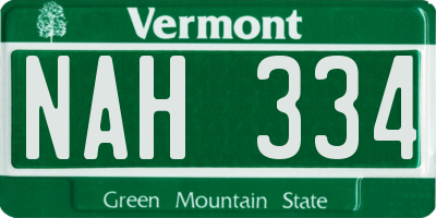 VT license plate NAH334