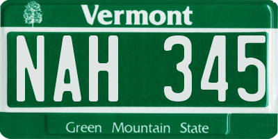 VT license plate NAH345