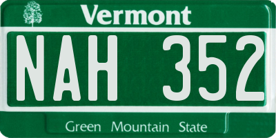 VT license plate NAH352