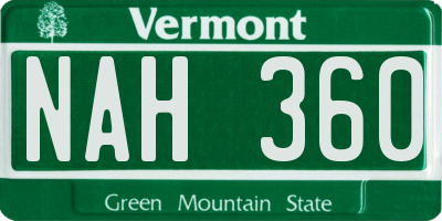 VT license plate NAH360