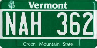 VT license plate NAH362