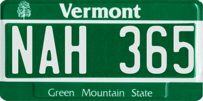 VT license plate NAH365