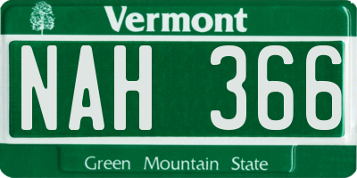 VT license plate NAH366