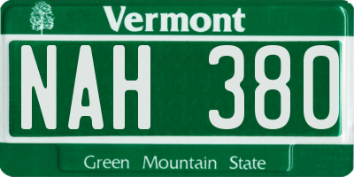VT license plate NAH380
