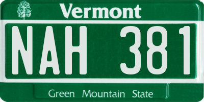VT license plate NAH381