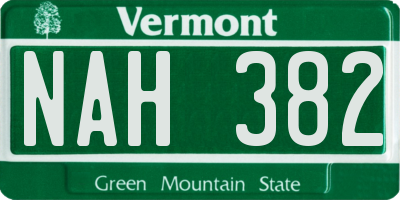 VT license plate NAH382