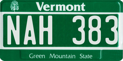 VT license plate NAH383