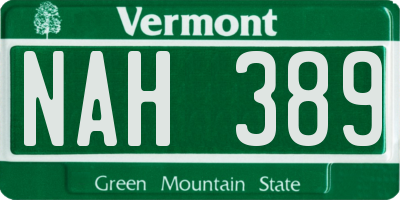 VT license plate NAH389