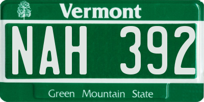 VT license plate NAH392