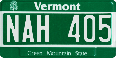 VT license plate NAH405