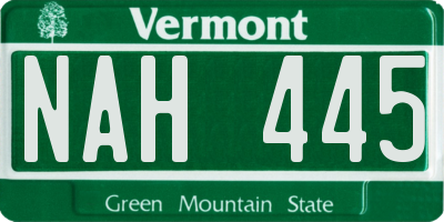 VT license plate NAH445