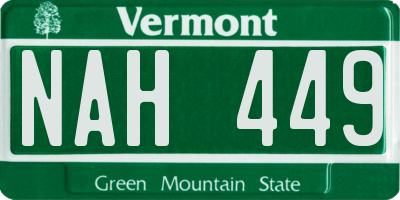 VT license plate NAH449