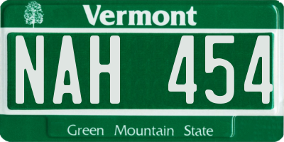 VT license plate NAH454