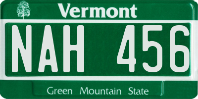 VT license plate NAH456