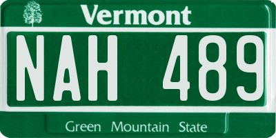 VT license plate NAH489