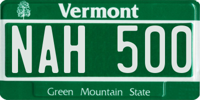 VT license plate NAH500