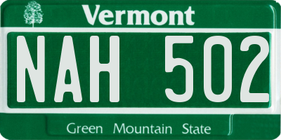 VT license plate NAH502