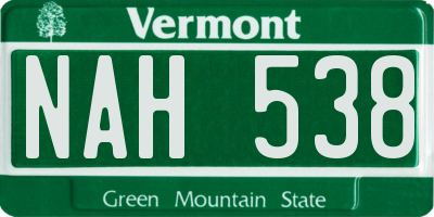 VT license plate NAH538