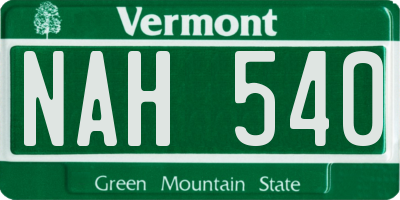 VT license plate NAH540
